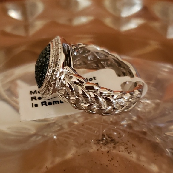 Genuine Blue Pave Set Diamond Ring